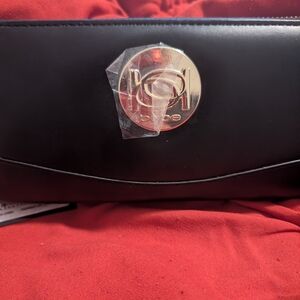 Bebe Black Wallet with Gold Emblem